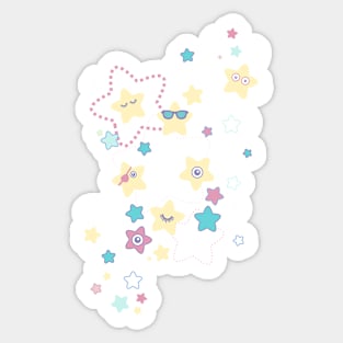 Cute Crazy Pastel Night Stars Sticker